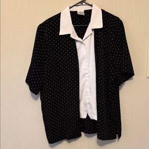 Allison Daley Black Blouse with White Dots